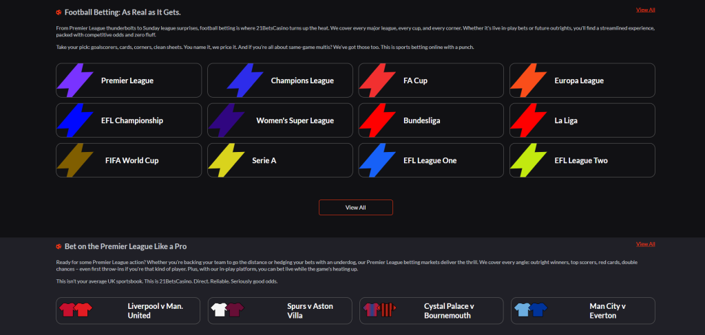 21BetsCasino sports screenshot