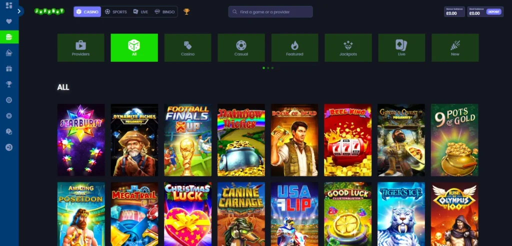 Jeffbet games screenshot