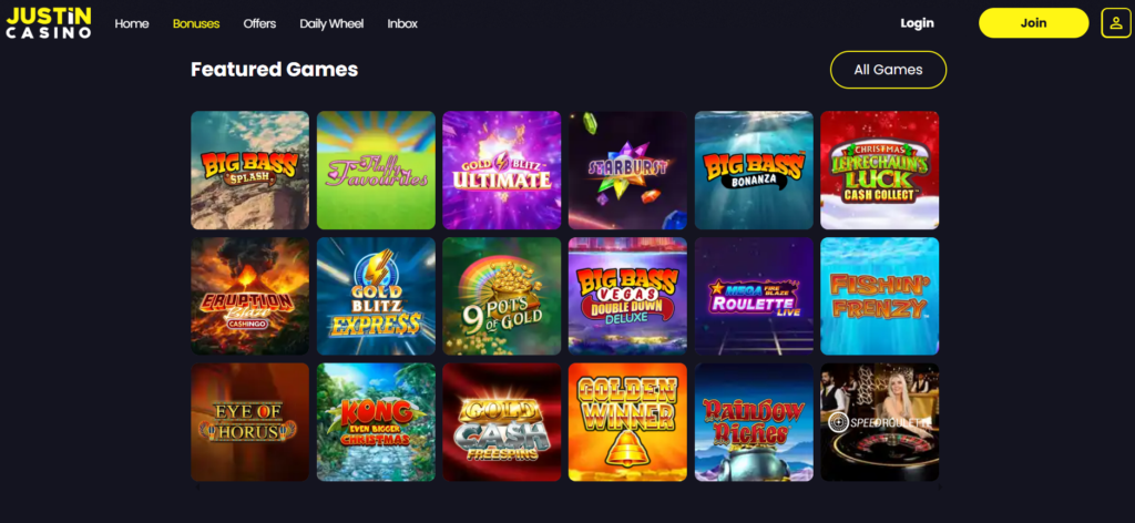 justin casino screenshot