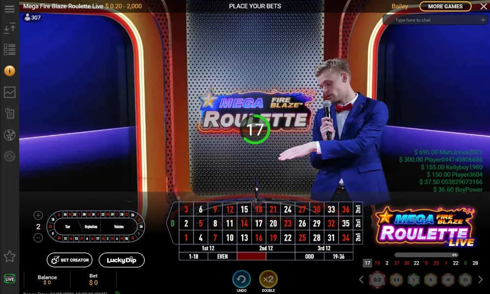 Mega Fire Blaze Roulette Live